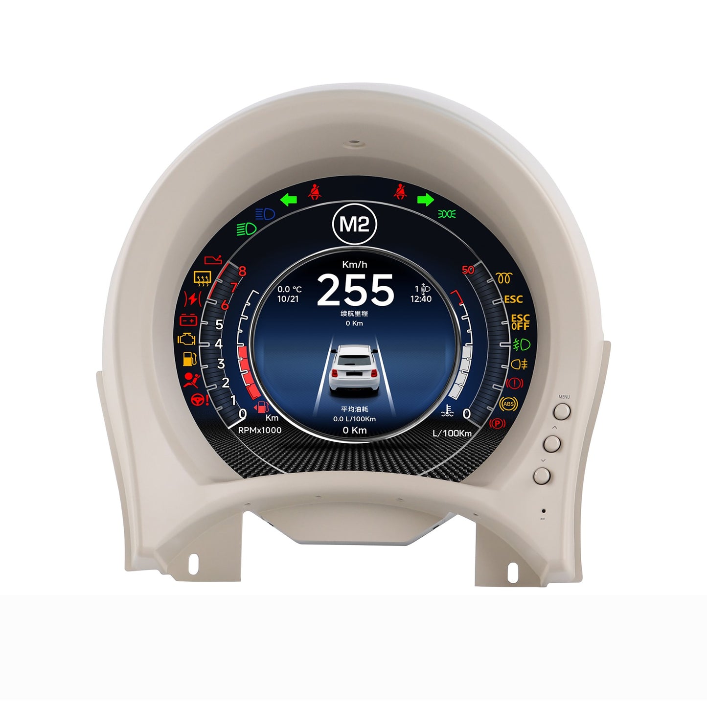 7 Inch Round LCD Digital Dashboard for Fiat 500 2007-2024 - Instrument Cluster Display