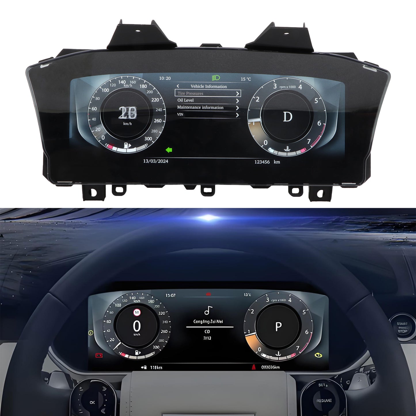 12.3" Digital Car Dashboard for Land Rover Range Rover Sport 2014-2017 | CarPlay LCD Instrument Cluster with TPMS
