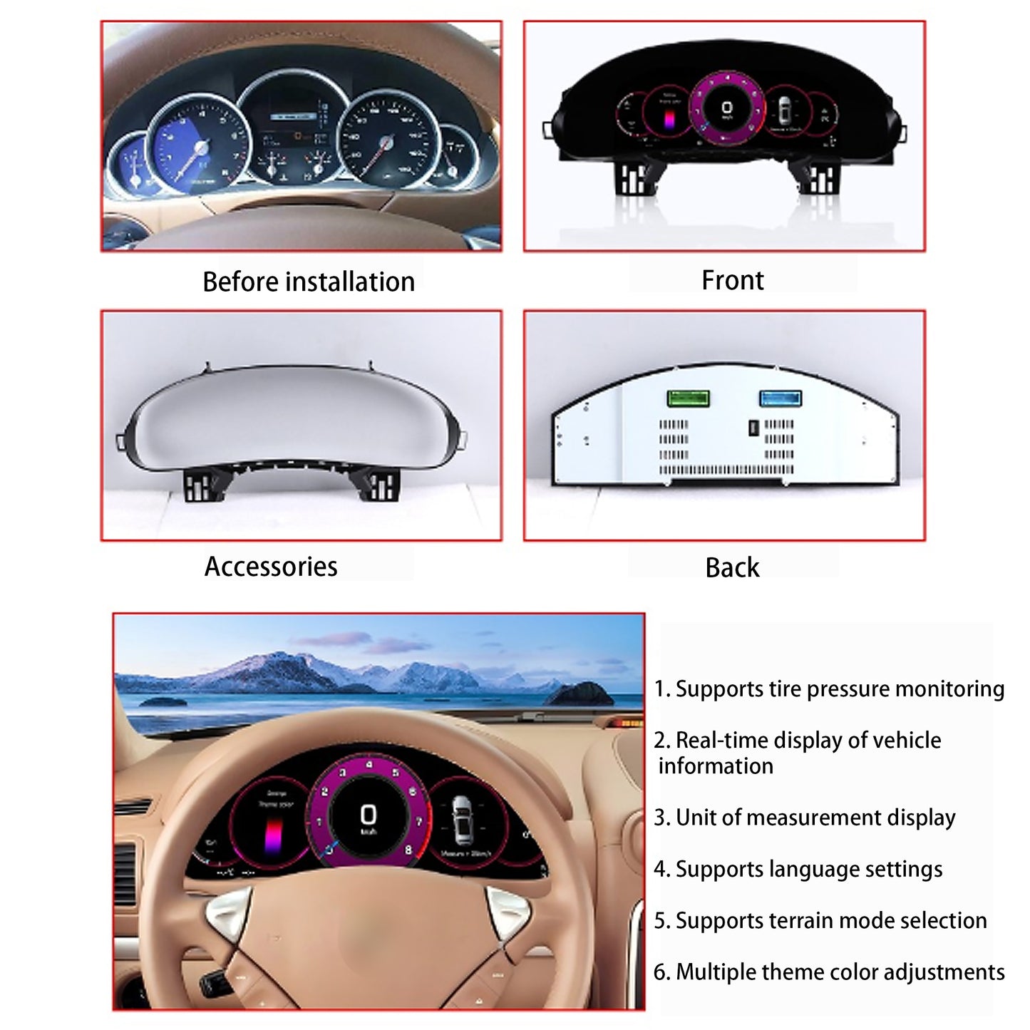 12.3 Inch digital dashboard speedometer for Porsche Cayenne 2002-2009