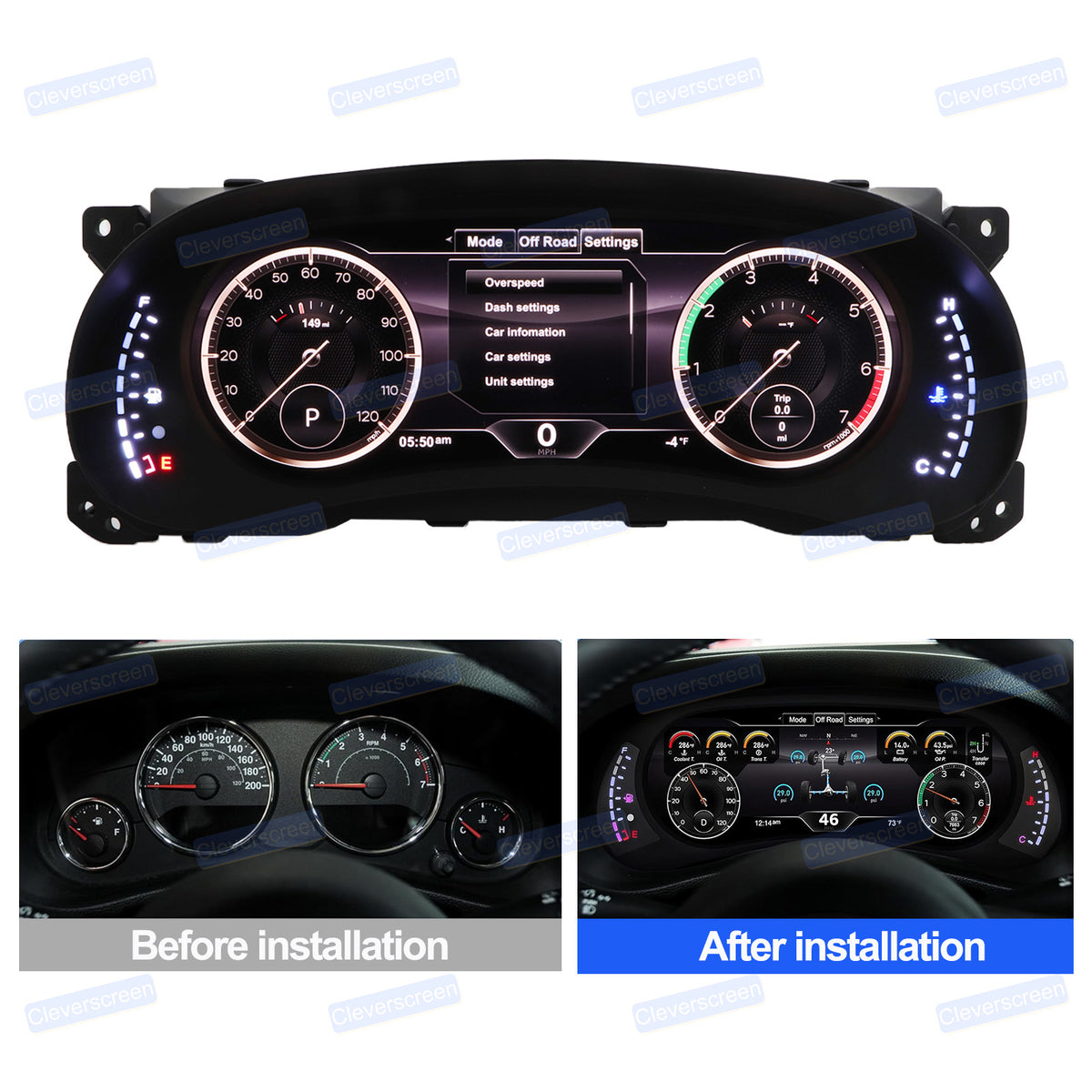 Android Car Radio Auto Speedometer Instrument Dashboard for Jeep Wrangler JK 2011-2018