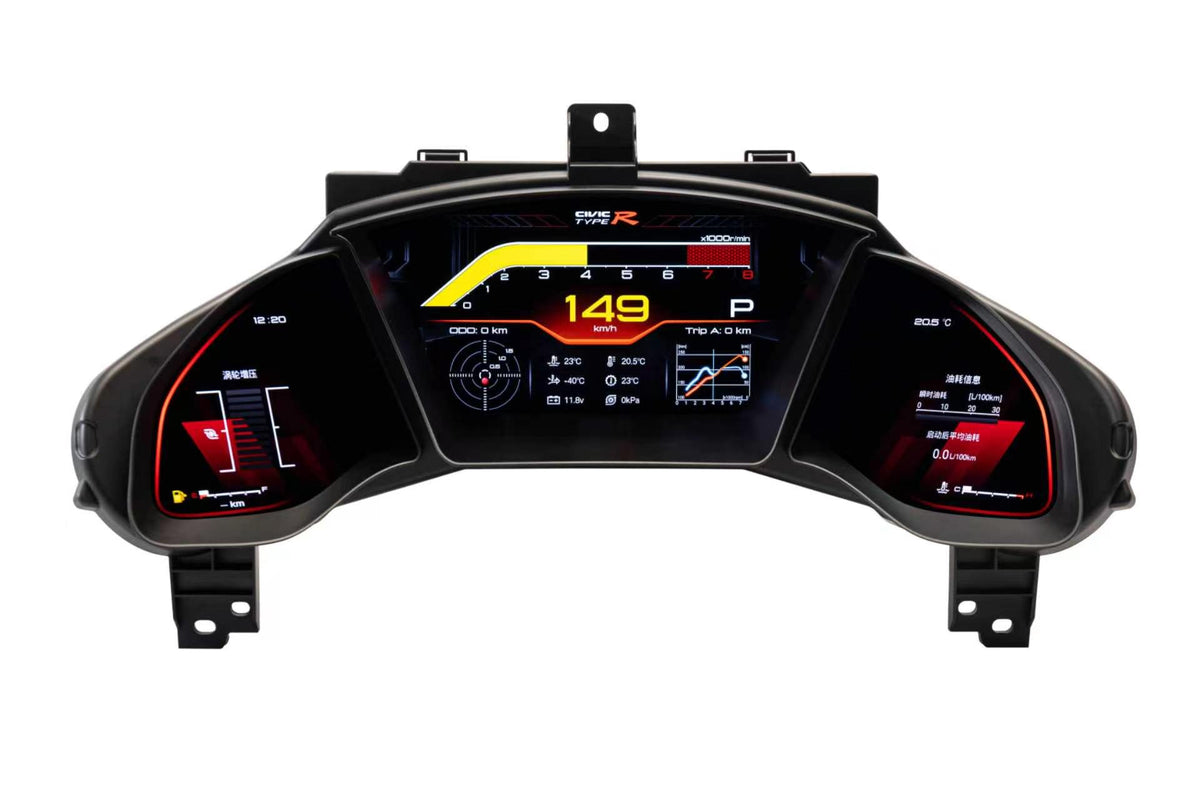 12.3 Inch IPS Digital Cluster for Honda Civic 10th Generation Linux System Plug & Play Dashboard Speedometer