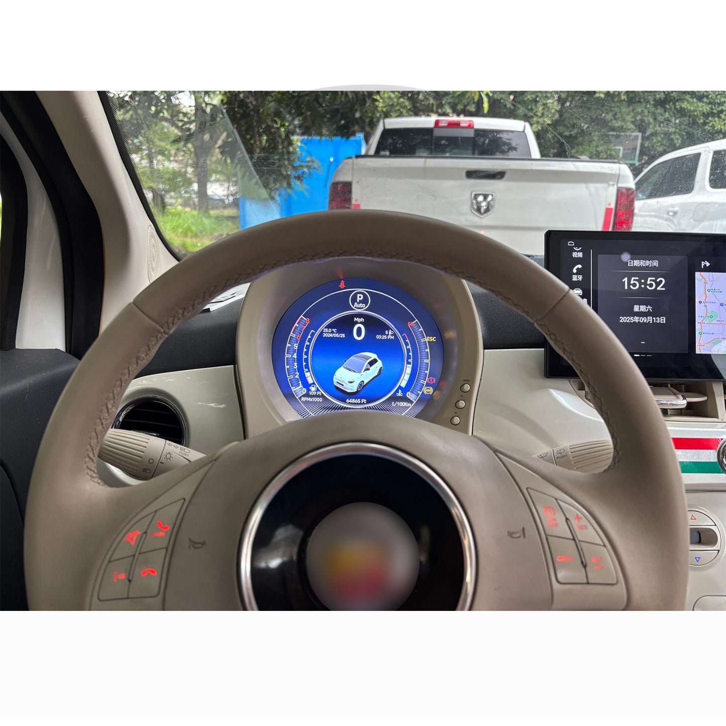 7 Inch Round LCD Digital Dashboard for Fiat 500 2007-2024 - Instrument Cluster Display