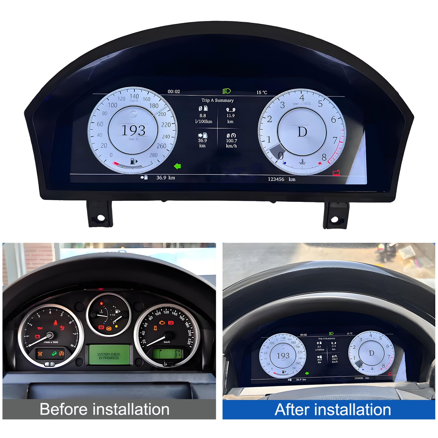 12.3" Digital Dashboard Speedometer for 2004-2009 Land Rover Discovery 3 | LCD Instrument Cluster