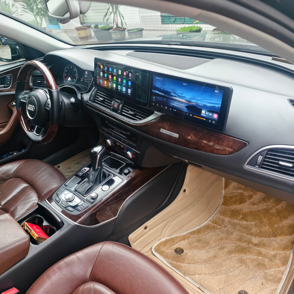 12.3-inch Triple-Screen Android Car DVD Player and Multimedia Radio for Audi A6L C7 (MLB-EVO) 2012–2018